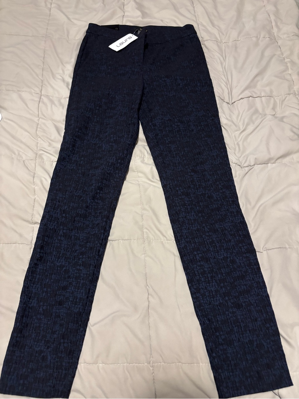 Renuar Navy Textured Straight-Leg Pants